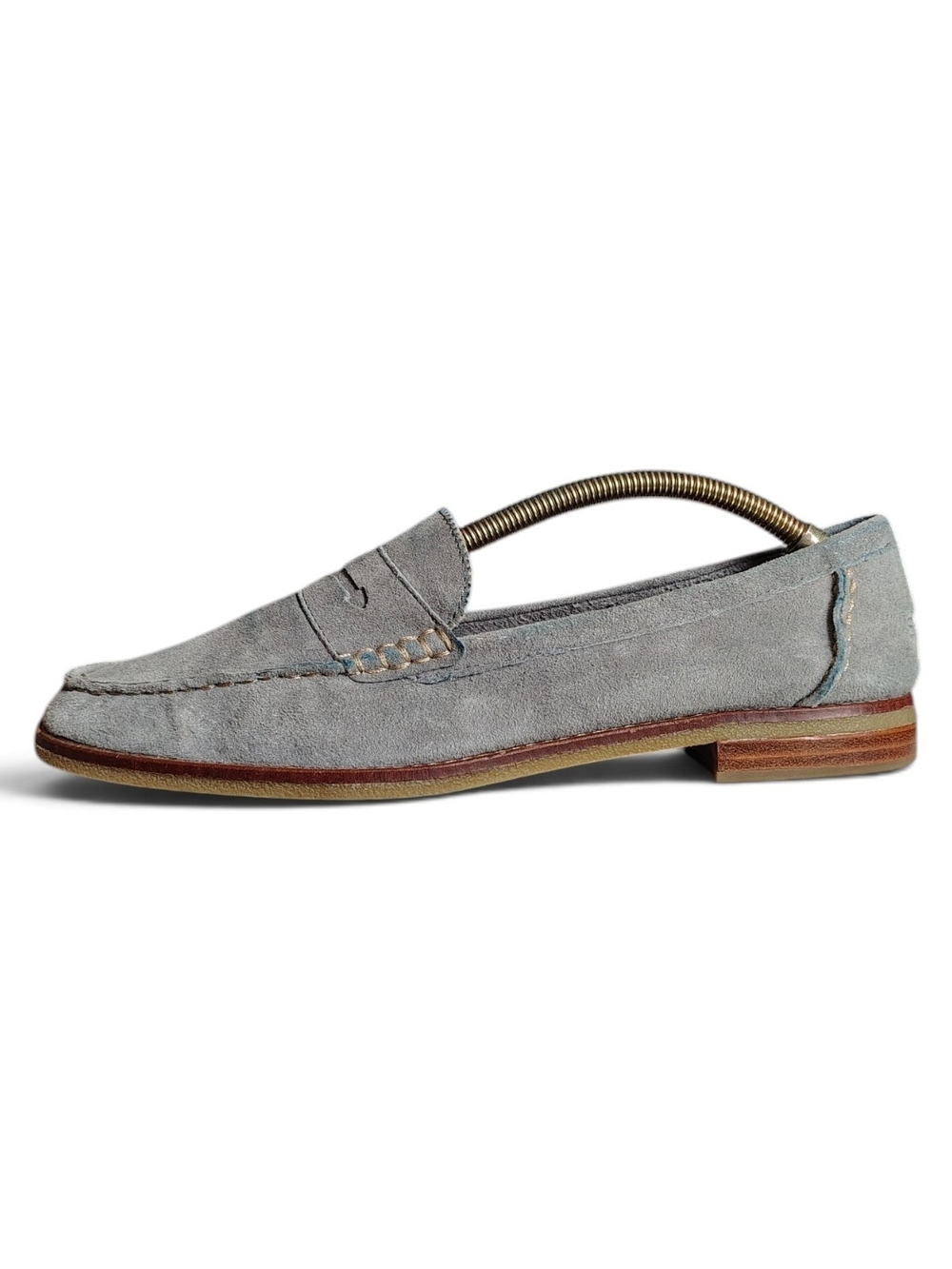 Sperry Seaport Suede Penny Loafers Powder Blue Grey Women's Size 9